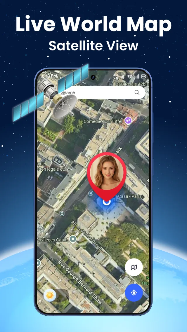 Live World Map: Satellite View - Screen 1