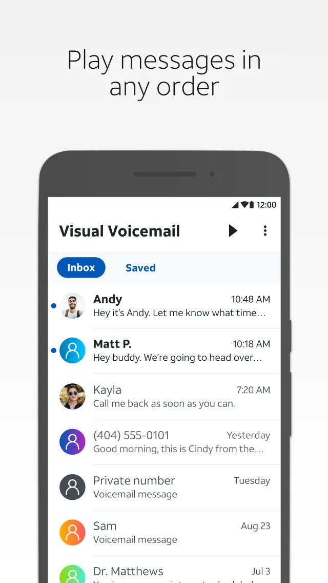 AT&T Visual Voicemail - Screen 1