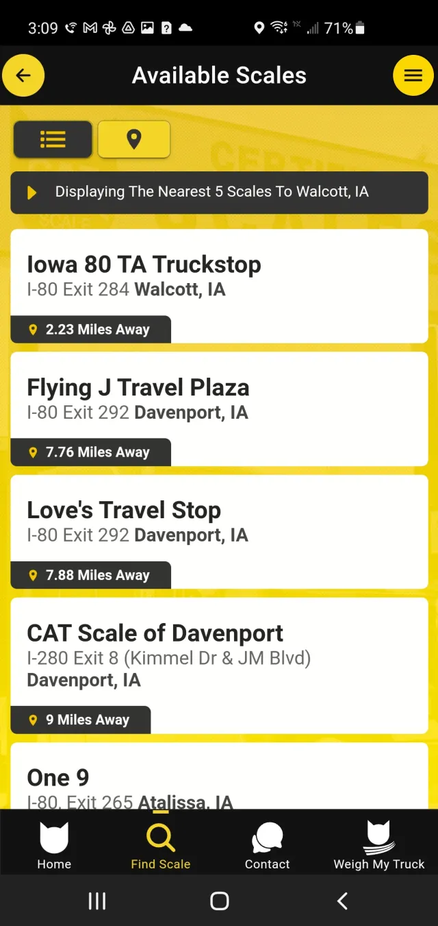 CAT Scale Locator - Screen 4