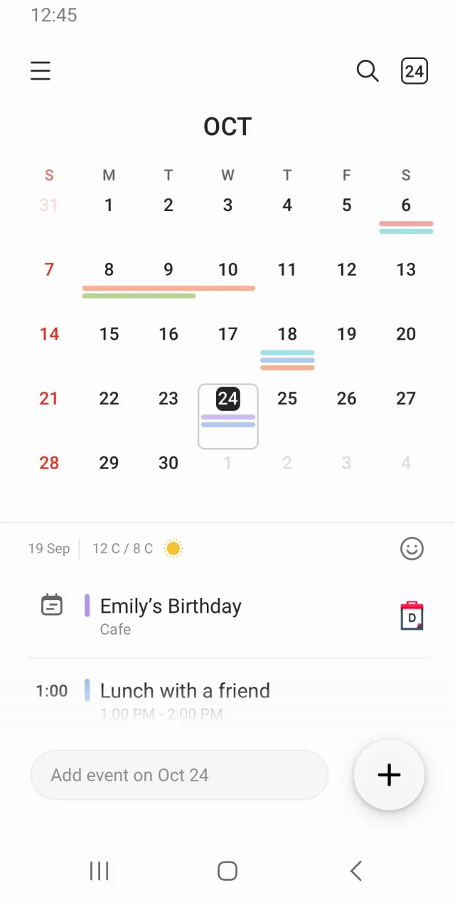 Samsung Calendar - Screen 1